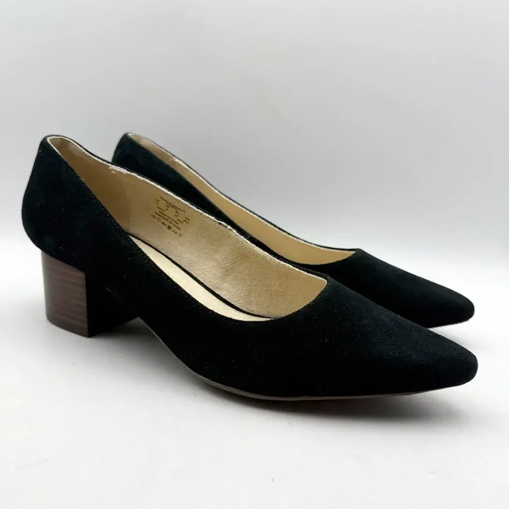 Hush Puppies Womens Sofie Pumps Size 11 EU 43 Black Nubuck Leather Slip On NWOB